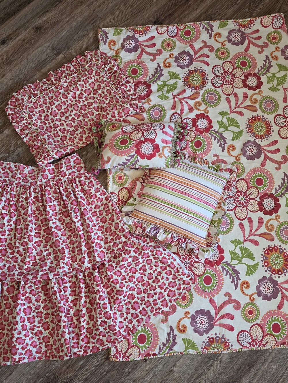 Vintage PB Teen Boho Floral Twin Duvet Bedding Set - 7 Piece Bundle Like New